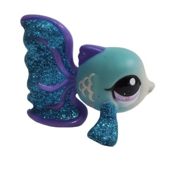 Littlest Pet Shop Toys Littlest Pet Shop Lps Rare Blue Glitter Fish
